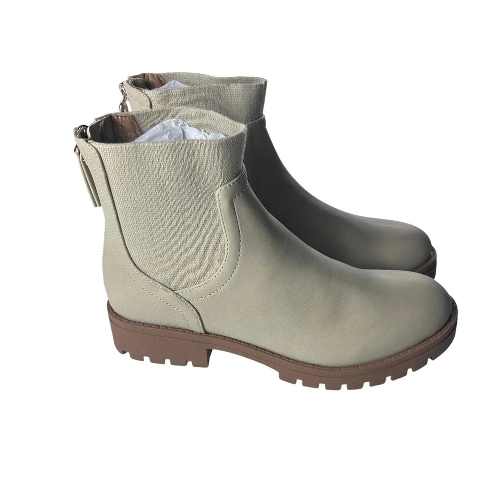 LC Lauren Conrad Alexi Taupe Ankle Boots Womens 7‎ Memory Foam Lug Sole